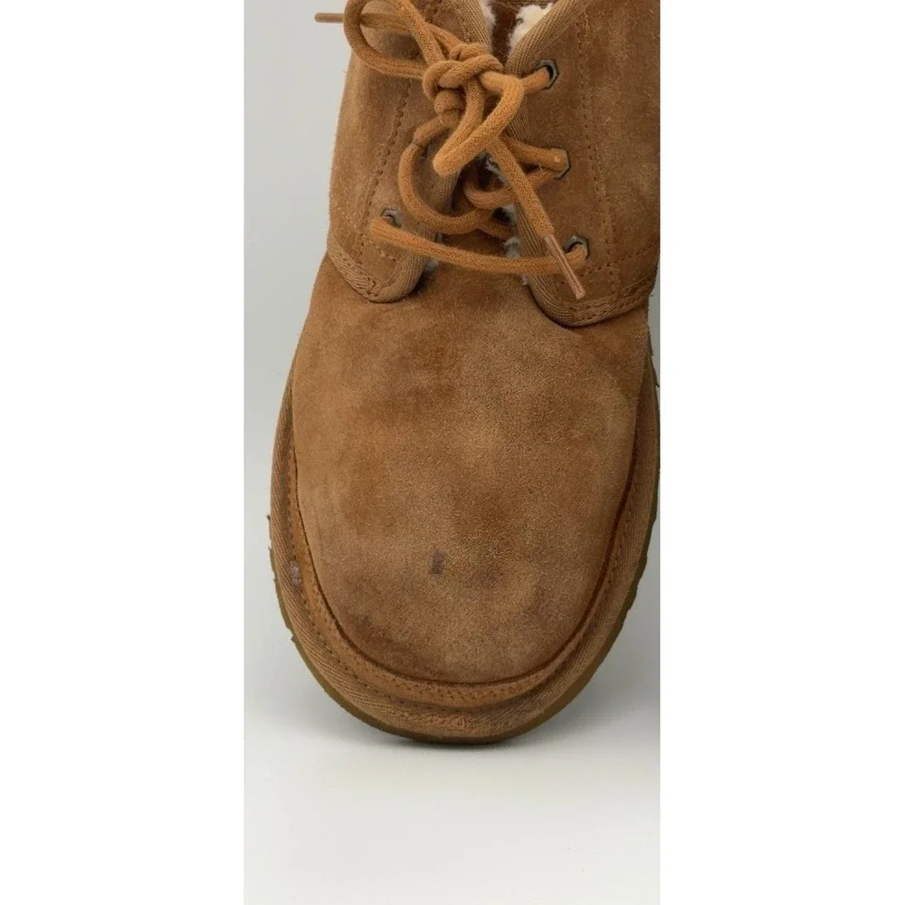 UGG Neumel Chestnut Suede Shearling Chukka Boots Lace Up
